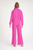 Günlük Fuşya Keten İkili Takım Alt Üst