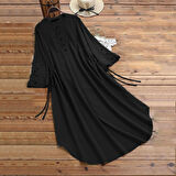 Salaş Büzgü Detaylı Yazlık Uzun Kadın Elbise