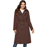 Aksesuarlı Kaşe Kaban Kemer Detaylı