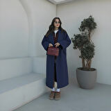 Kışlık Astarlı Sırtı Detaylı Kadın Kaşmir Kaban