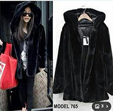 Yumuşak Kürk Mont Kapişonlu