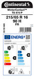 CONTİNENTAL 215/65R16 98H FR TS870P KIŞ LASTİĞİ ÜRETİM YILI:2024