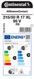 CONTİNENTAL 215/50R17 95V XL FR ASC DÖRT MEVSİM ÜRETİM YILI:2024