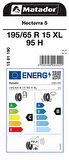 MATADOR 195/65R15 95H XL HECTORRA5 YAZ LASTİĞİ ÜRETİM YILI:2024