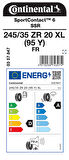 CONTİNENTAL 245/35ZR20 95Y XL FR SSR SC6 YAZ LASTİĞİ ÜRETİM YILI:2023