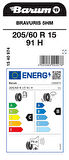 BARUM 205/60R15 91H BRAVİS 5 YAZ LASTİĞİ ÜRETİM YILI:2024