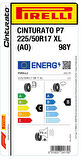 PİRELLİ 225/50R17 98Y XL AO CİNTURATO P7 YAZ LASTİĞİ ÜRETİM YILI:2024