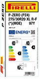 PİRELLİ 275/30R20 97Y XL R-F * MOE P-ZERO YAZ LASTİĞİ ÜRETİM YILI:2024