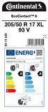 CONTİNENTAL 205/50R17 93V XL EC6 YAZ LASTİĞİ ÜRETİM YILI:2025