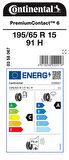 CONTİNENTAL 195/65R15 91H PC6 YAZ LASTİGİ ÜRETİM YILI:2025