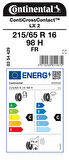 CONTİNENTAL 215/65R16 98H FR CCLX2 DÖRT MEVSİM LASTİGİ ÜRETİM YILI:2025