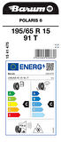 BARUM 195/65R15 91T POLARİS 6 KIŞ LASTİGİ ÜRETİM YILI:2025