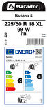 MATADOR 225/50R18 99W XL FR HECTORRA 5 YAZ LASTİGİ ÜRETİM YILI:2025