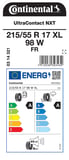 CONTİNENTAL 215/55R17 98W XL FR UC NXT YAZ LASTİGİ ÜRETİM YILI:2026