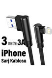 3 Metre Oyuncu Şarj Kablosu iPhone Uyumlu Uzun 3A 3m USB - Ligtning