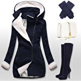 Kışlık Günlük Kaşe Kadın Kaban