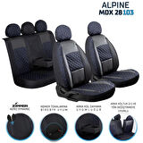 
Fiat Palio Uyumlu Yarı Deri Oto Koltuk Kılıfı Ön Arka Set Alpine Model Siyah Mavi SC
