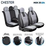 Volvo XC70 Uyumlu Yarı Deri Oto Koltuk Kılıfı Ön Arka Set Chester Serisi Siyah Füme SC