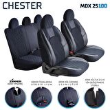 
Subaru İmpreza Uyumlu Yarı Deri Oto Koltuk Kılıfı Ön Arka Set Chester Serisi Siyah 