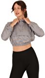Scorp Alice Crop Kapüşonlu Kadın Sweatshirt Gri