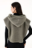 Scorp Chic Casual Kadın Peluş Yelek Yeşil