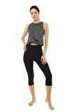 Scorp Core Kadın Yüksek Bel Toparlayıcı Spor Tayt 3/4 Siyah