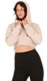 Scorp Storm Crop Kapüşonlu Sweatshirt Bej