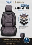 Hyundai Bayon 2021 ve Sonrası Araca Uyumlu Koton Kumaş Kapitone Bel Destekli Koltuk Kılıfı SoftCotton Serisi Siyah Füme Mürdüm Dokulu