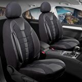 Volvo XC60 Yeni Uyumlu Deri Detaylı Oto Koltuk Kılıfı Ön Arka Set Vista Siyah SC