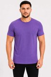 Erkek Basic Tişört Bisiklet Yaka Kısa Kol Günlük Yazlık Slim fit T-Shirt - Mor