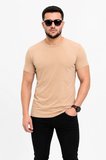 Erkek Basic Tişört Bisiklet Yaka Kısa Kol Günlük Yazlık Slim fit T-Shirt - Bej
