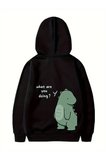 Sevgililer Günü Baskılı Oversize Kapüşonlu Sweatshirt Hoodie - Siyah