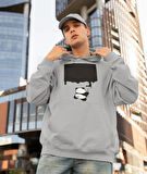 Boyacı panda ön baskılı sweatshirt erkek