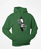 Güğsü Yarıp Çıkan İskelet temalı unisex kapşonlu sweatshirt