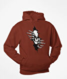 Güğsü Yarıp Çıkan İskelet temalı unisex kapşonlu sweatshirt