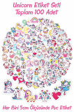 Unicorn Etiket Seti - 5cm - Toplam 100 Adet Etiket