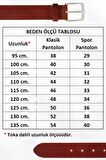 3.5 cm Klasik %100 Hakiki Deri Lüks Kemer Kahverengi Dikiş Desenli