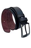 Siyah Suni Deri Kenarları Dikişli Düz Model 4.5 Genişlik Unisex Spor Kemer - 4500-10