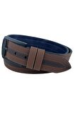 Kahverengi Suni Deri Ortası Sarı Dikişli Model 4.5 cm.lik Unisex Spor Kemer - 4509-10