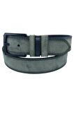 Haki Yeşil Süet Suni Deri Çift Dikişli Model 4 cm.lik Unisex Spor Kemer - 9010-10