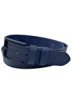 Lacivert Suni Deri Mavi Dikişli Model 4 cm.lik Unisex Spor Kemer - 9047