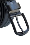 Siyah Hakiki Deri Ortası Şerit Desenli Model 4 cm. Genişlikli Spor Kemer  // 400-42