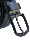 Siyah Hakiki Deri Ortası Şerit Desenli Model 4 cm. Genişlikli Spor Kemer  // 400-42