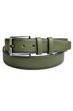 Haki Yeşil Suni Deri Dikişli 4 cm.lik Klasik Kemer - 7400-810