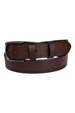 Kahverengi Büyük Beden Hakiki Deri 4 cm. Tokalı Düz Model Erkek Kemer - 409-Battal