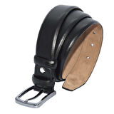 Siyah Çocuk Boy Hakiki Deri Düz Model 3 cm. Tokalı Klasik Kemer 200-G