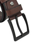 Kahverengi Hakiki Deri Ortası Dikişli Model 4.5 cm. Genişlikli Spor Kemer - 509-61