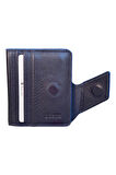 Lacivert Hakiki Deri İkiye Katlanır Patlı ve Mıknatıslı Model Kredi Kartlık - 3041-Lacivert