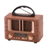 B Küçük Mini Boy Retro Ahşap Tasarım Bluetooth Hoparlörlü Radyo – FM/AM Destekli, Şarjlı ve Taşınabilir Radyo NS-8108