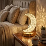 B Hilal AY Model Kristal LED Masa Lambası – Dokunmatik, 3 Renk Işık Modlu, Şarjlı Mini Dekoratif Gece Lambası